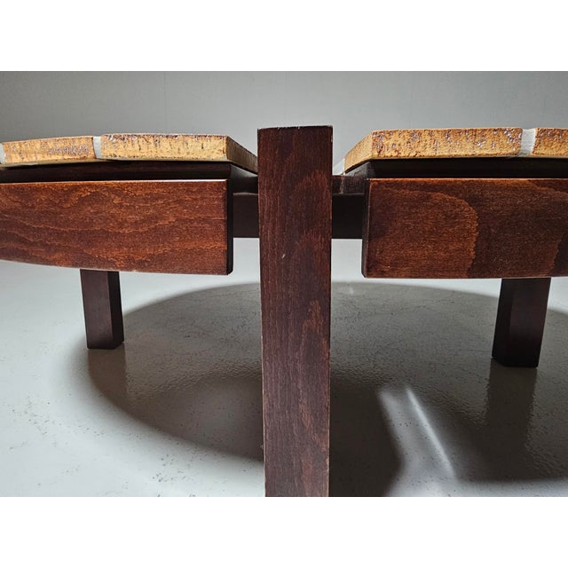 Beige Ceramic and Oak Eucalyptus Coffee Table by Roger Capron, 1970s For Sale - Image 8 of 11