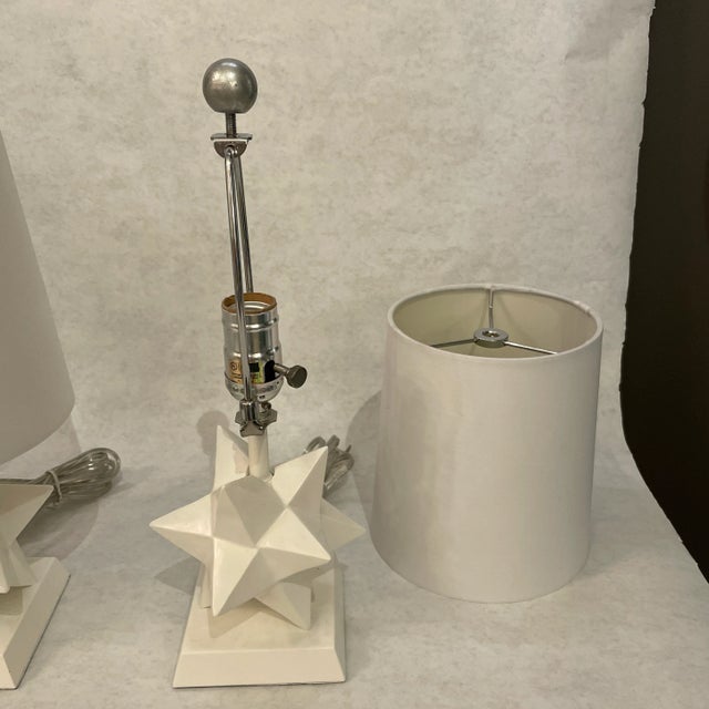 Plastic Petite Star Design Table Lamps, Pair For Sale - Image 7 of 10