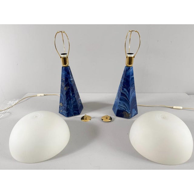 Vintage Prisma Table Lamps with Marble Shades, Italy, 2000s, Set of 2 For Sale - Image 6 of 18