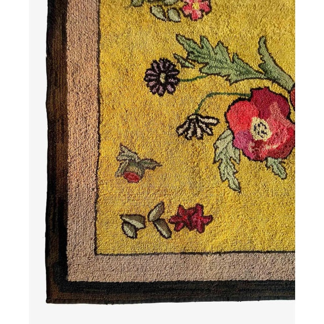 Textile Antique American Folk Art Hooked Rug For Sale - Image 7 of 8