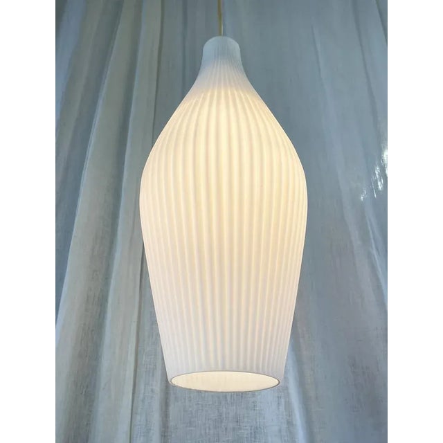 Mid-Century Modern Vintage Opal Glass Pendant Lamp by Aloys F. Gangkofner for Peill & Putzler, 1950s For Sale - Image 3 of 13