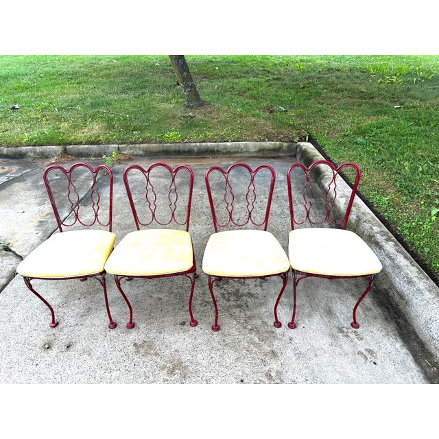 Lee Woodard 1950’s Set of 4 Iron Scroll Back Chairs For Sale - Image 10 of 12