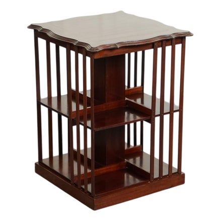 Edwardian Revolving Bookcase with Serpentine Shaped Top For Sale