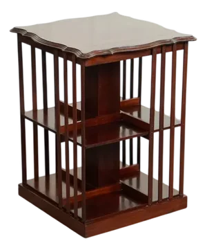 Edwardian Revolving Bookcase with Serpentine Shaped Top