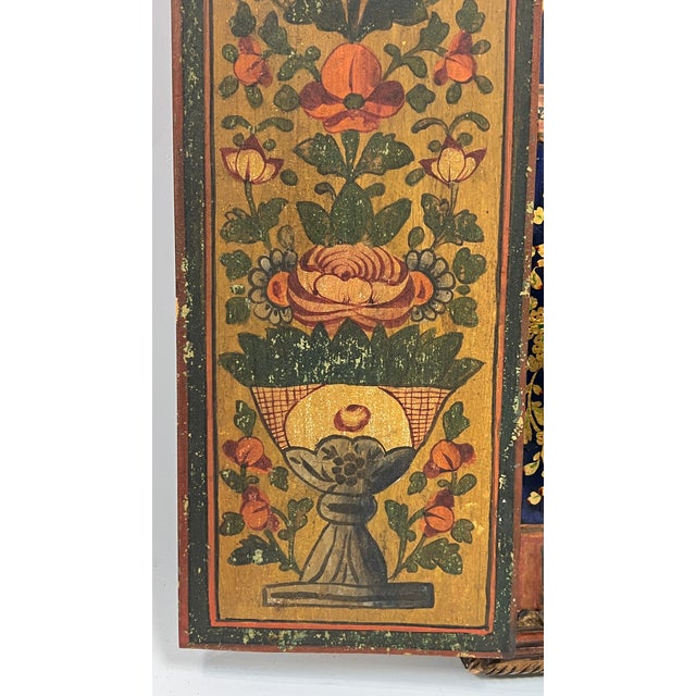 Wood Antique Persian Polychrome Wooden Wall Wedding Mirror For Sale - Image 7 of 11