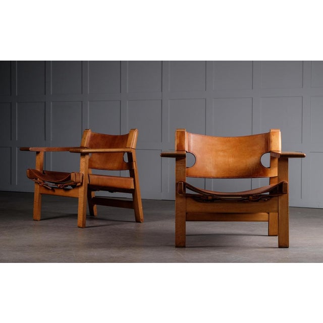 Designed in 1958 by Børge Mogensen. Oak and original cognac leather, with the perfect patina. Produced by Frederica...