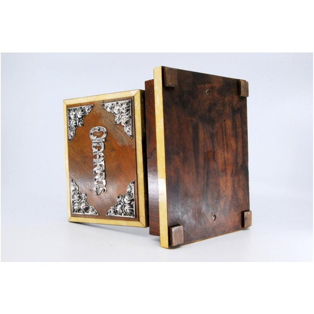 Wooden Snuffbox with Silver Applications and the Phrase Cigarettes For Sale - Image 3 of 10