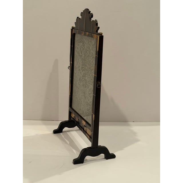 Vintage English Horn & Aged Mirror Dressing Tabletop Mirror For Sale - Image 14 of 17