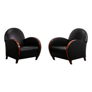 Mid-Century Modern Leather Chairs, 1970, Set of 2 For Sale