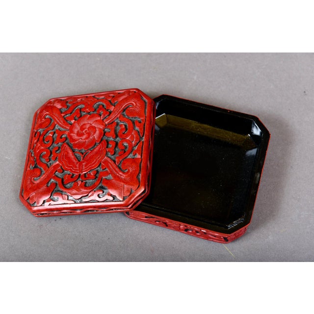 Chinese Antique Chinese Red Lacquered Covered Trinket Boxes—A Pair For Sale - Image 3 of 7