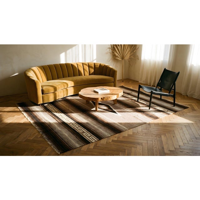 1930s Antique Brown Tribal Medallion Navajo American Geometric Flat Weave Rug For Sale - Image 13 of 13