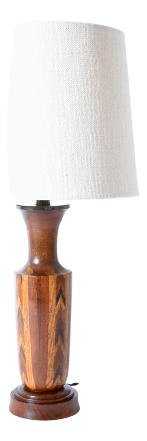 Wooden Marquetry Table Lamp, 1960s
