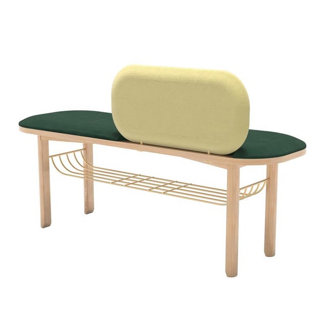Green Eustache Bench in Natural Oak by Harto For Sale - Image 4 of 6