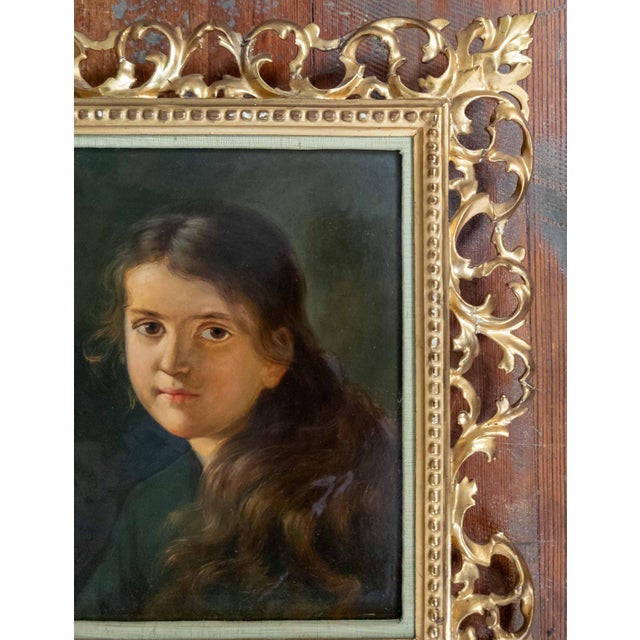 Late 19th Century 19th Century Portrait Painting of a Young Girl After Ferdinand Strauss, Giltwood Frame For Sale - Image 5 of 14