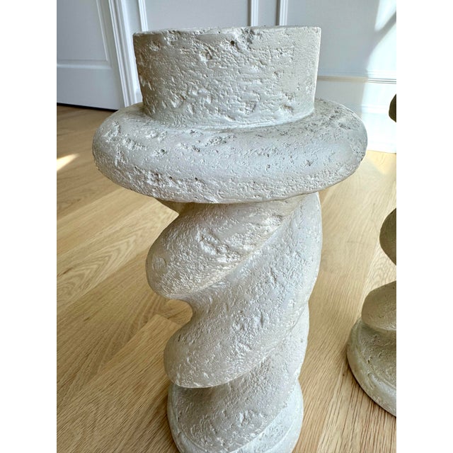 Contemporary 1988 Bon Art Michael Taylor Style Spiral Plaster Candlesticks, a Pair For Sale - Image 3 of 11