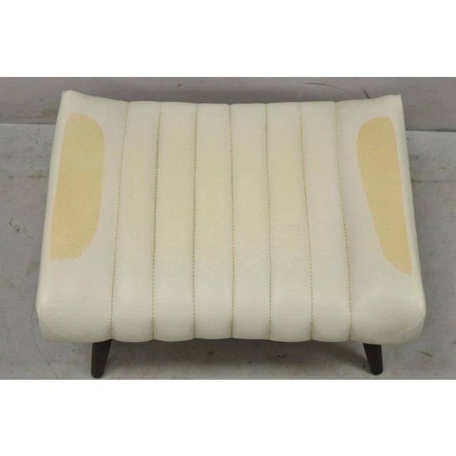 Vintage Mid Century Modern Adjustable Ottoman Footstool With Wooden Legs For Sale In Philadelphia - Image 6 of 10
