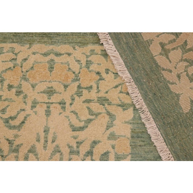 Beige 1990s 1990s Classic Sun Faded Green/Beige Hand Knotted Wool Rug - 9'8" X 13'5" For Sale - Image 8 of 10