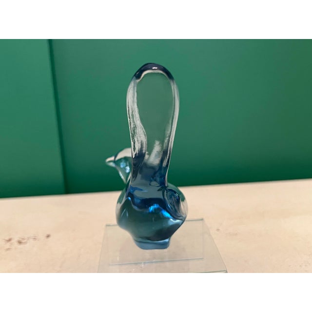 1960s Fenton Aquamarine Glass Bird of Happiness For Sale - Image 5 of 10