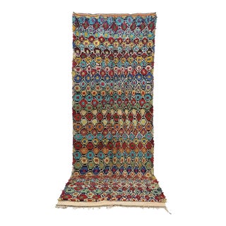 Moroccan Vintage Boucherouite Rug - 5'1" X 14'6" Ft For Sale