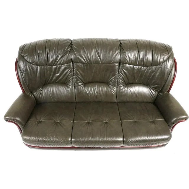European Mid Century Transitional Modern Leather Sofa For Sale - Image 9 of 9