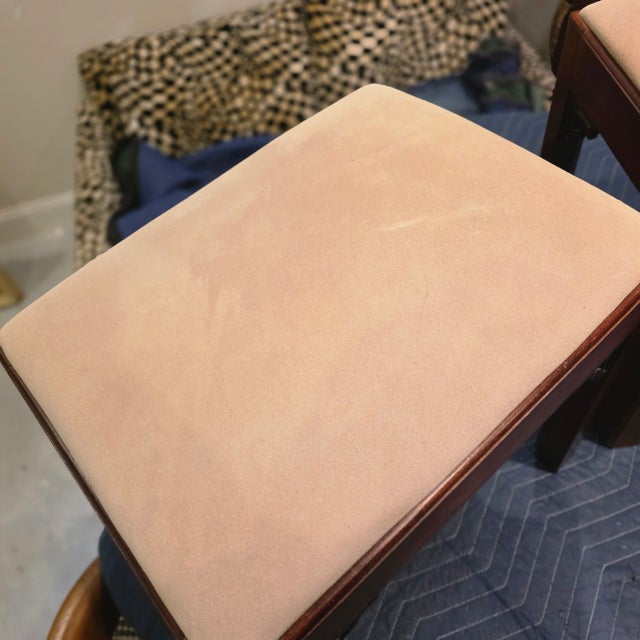 Brown Pair of Vintage W & J Sloane Ming-Style Hardwood Benches With Corner Spandrels For Sale - Image 8 of 10