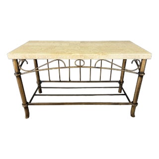 Bronzed Marble Top Foyer Table For Sale
