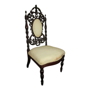 19th c. American Mahogany Rococo Revival Child's Chair with Tracery Back