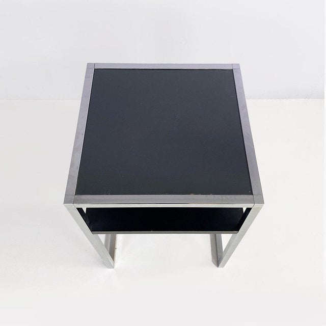 Black Italian Modern Chromed Steel, Wood and Glass Table, 1990s For Sale - Image 8 of 18