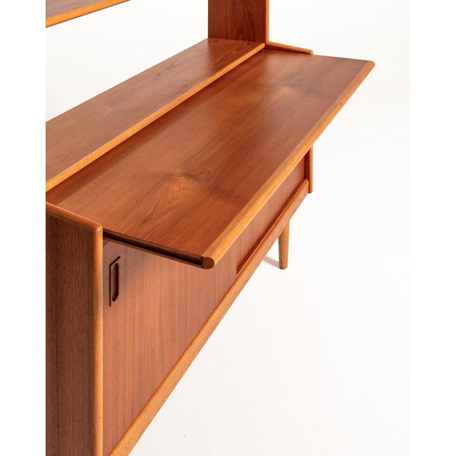 Scandinavian Teak Bookcase with Desk, 1960s For Sale - Image 9 of 10