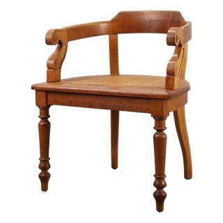 Late 19th Century Neo-Classical French Oak Chair with Wicker Seat For Sale