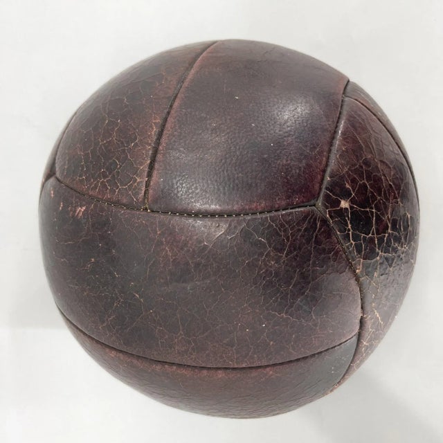 Vintage Mahogany Leather Medicine Ball, 1930s For Sale - Image 4 of 10