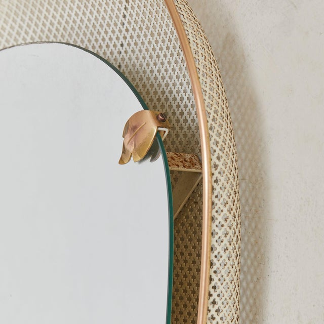 1950s French Perforated Metal Backlit Wall Mirror Attributed to Mathieu Matégot, 1950s For Sale - Image 5 of 9