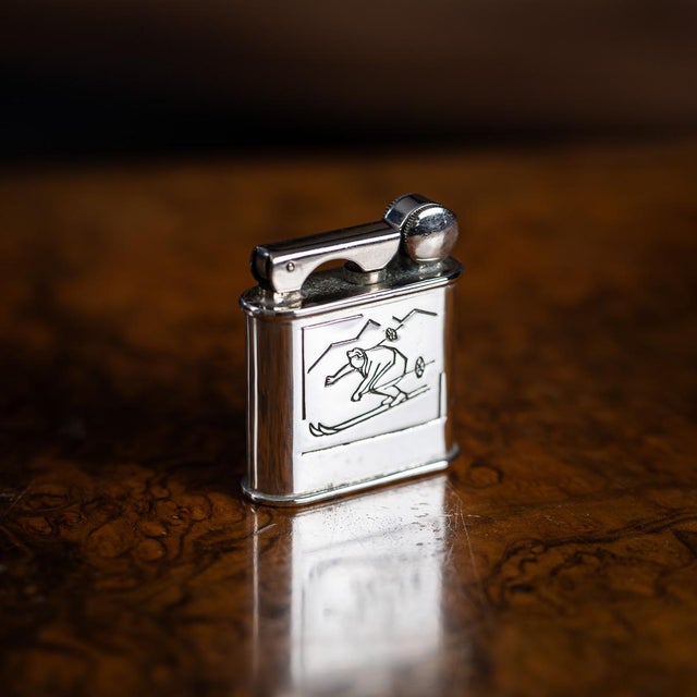 French Chrome-Plated Skiier Lighter by Arthus Bertrand, 1950s For Sale - Image 11 of 12