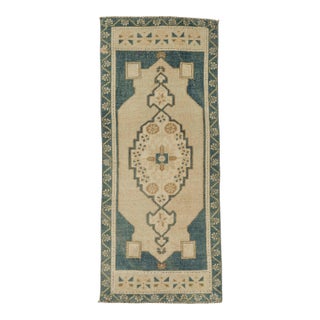 Turkish Mini Rug Oriental Hand Knotted Vintage Rug 1'8" x 4' #21148 For Sale