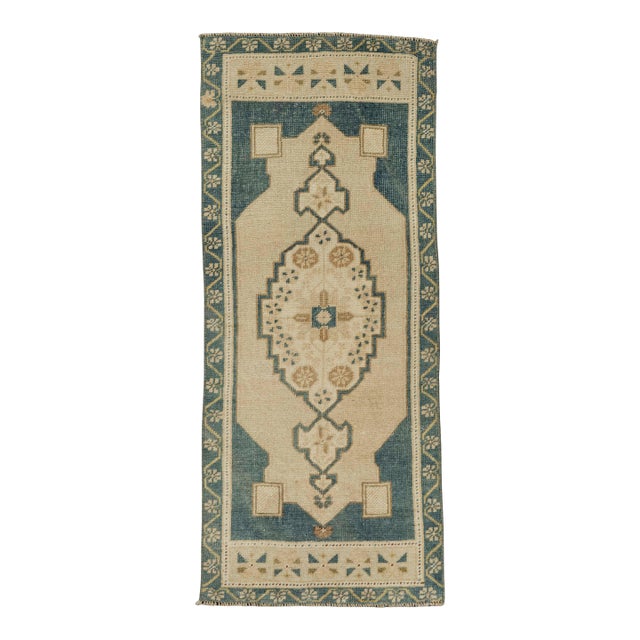 Turkish Mini Rug Oriental Hand Knotted Vintage Rug 1'8" x 4' #21148 For Sale