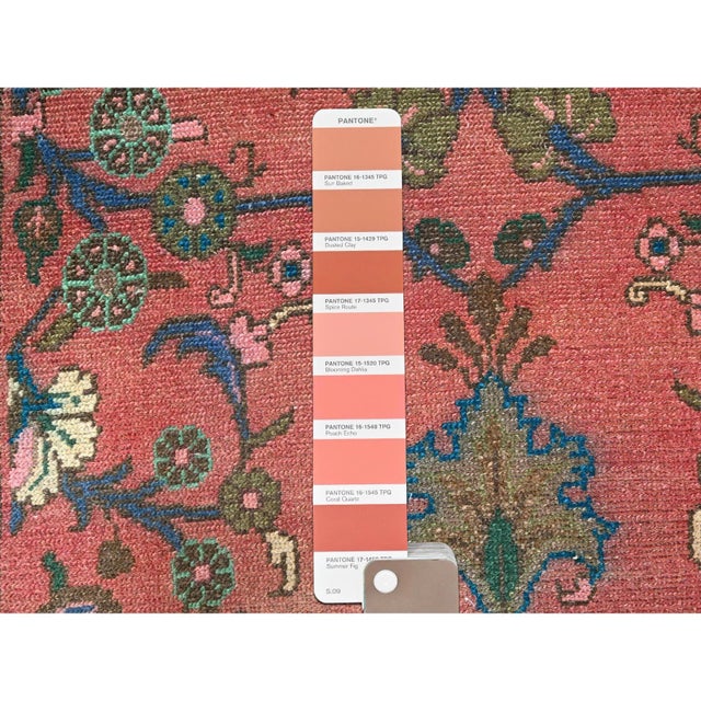 1960 2'5"x10'8" Indian Red Hand Knotted All Wool Vintage Persian Bibikabad Runner Rug For Sale - Image 4 of 7