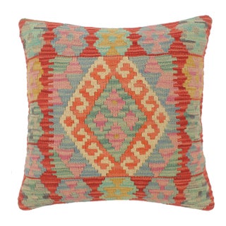 Boho Chic Turkish Vella Hand Woven Kilim Pillow For Sale