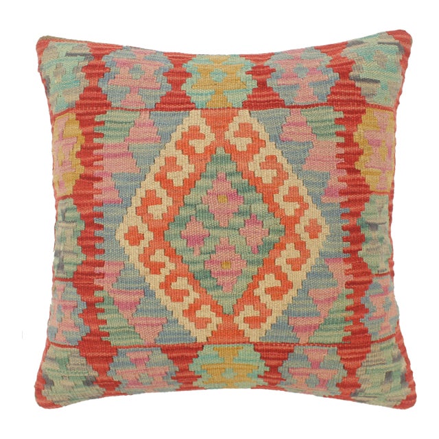 Boho Chic Turkish Vella Hand Woven Kilim Pillow For Sale
