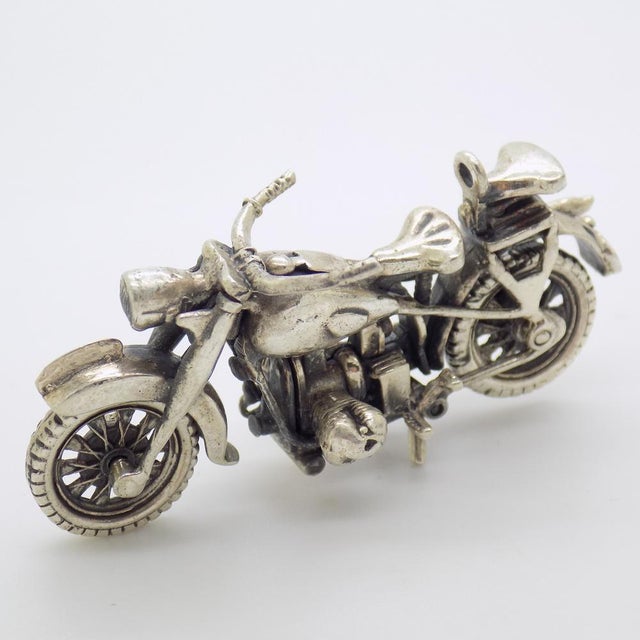 Vintage Italian Handmade 925 Sterling Silver American Motorbike, Tuscany, 1970s For Sale - Image 4 of 11