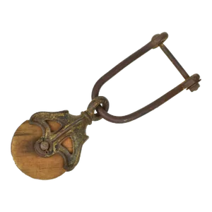 Early 20th Century Cast Iron and Wood Large Farmhouse Barn Pulley