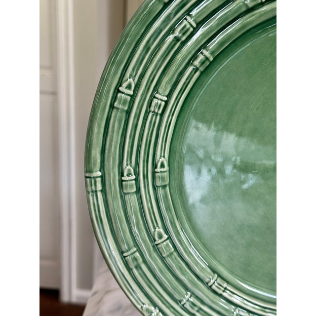 Rustic European Late 20th Century Made in Portugal Bordallo Pinheiro Attributed 13.25" Platter - Asparagus Motif For Sale - Image 3 of 11