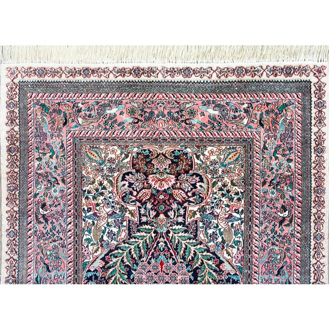 Late 20th Century Vintage Silk Prayer Rug For Sale - Image 5 of 15