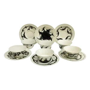 Cups and Saucers by F. J. Mansveld for N.V. Plateelbakkerij Ram, Set of 12