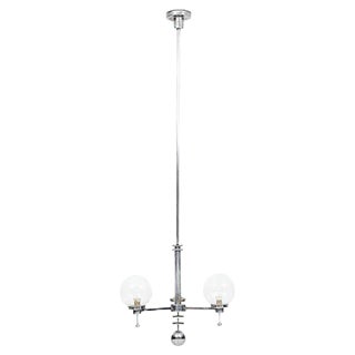 Large Art Deco Chromed Steel Ceiling Lamp, 1930s For Sale