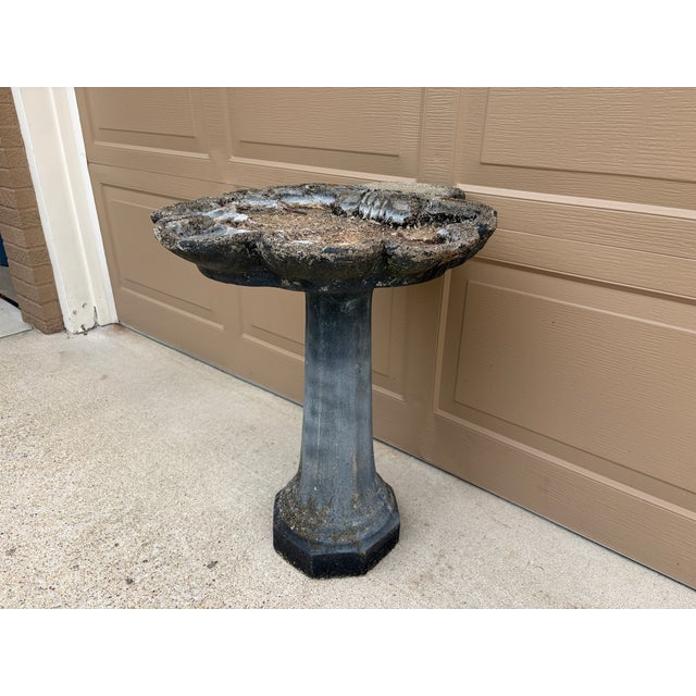 Late 20th Century Vintage Grotto Style Cast Concrete Shell Birdbath For Sale - Image 5 of 12