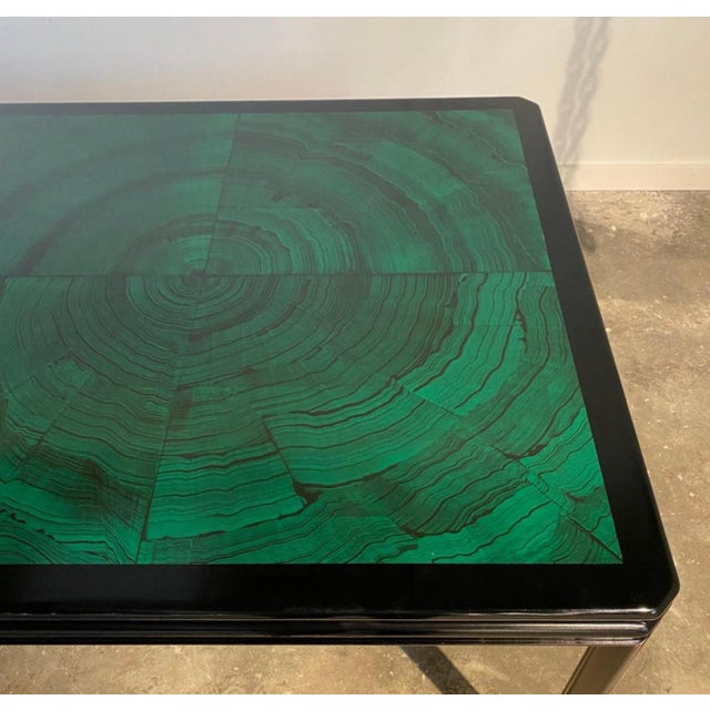 1980s 1980s Faux Malachite and Black Lacquer Dining Table For Sale - Image 5 of 7