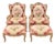 Pair of French Louis XV Style Floral Bergeres Chairs With Matching Ottomans For Sale