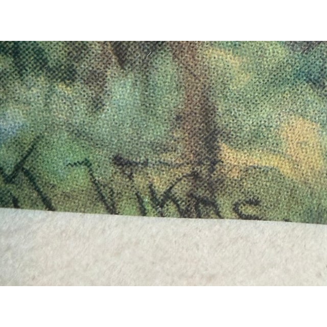 1950s Vintage 1950s Cottage Garden Landscape Print in Chippy Gold Wood Frame For Sale - Image 5 of 7