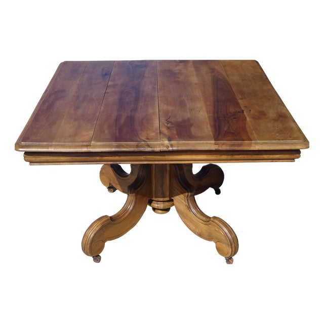 19th Century Square Walnut Pedestal Table For Sale