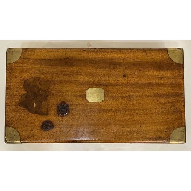 Campaign 19th Century British Military Officer's Campaign Trunk of Brass-Bound Camphor For Sale - Image 3 of 12